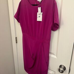 DVF Short Sleeve Silk Dress (Size: 12; Color: Fuchsia)